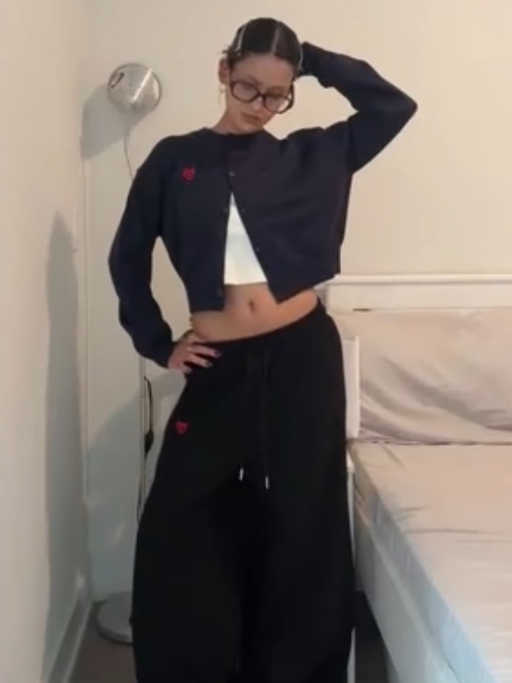 Aelfric Eden Navy Cropped Button Cardigan